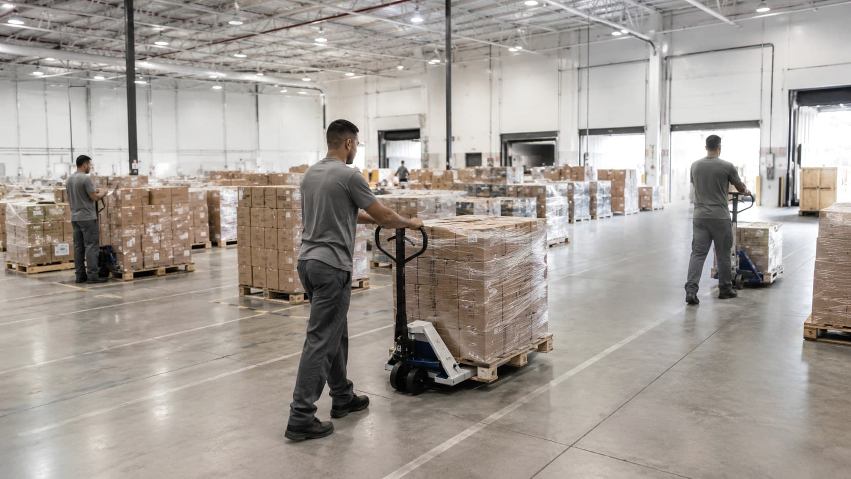 Separação de mercadorias com paleteira